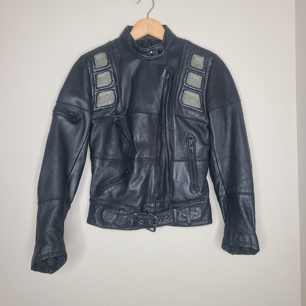 Vtg Hein Gericke Harley Davidson Motorcycle Biker Women's Leather Moto Jacket
